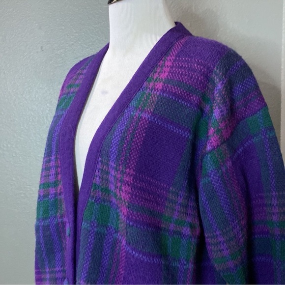 Vintage Pendleton Plaid Purple Button Down Cardigan - Picture 3 of 3